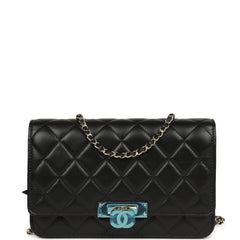 Chanel Wallet On Chain WOC Black Lambskin Light Gold Hardware