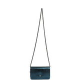 Pre-owned Chanel Wallet On Chain WOC Metallic Blue Lizard Ruthenium Hardware - Thumbnail View 7