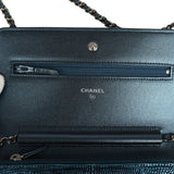 Pre-owned Chanel Wallet On Chain WOC Metallic Blue Lizard Ruthenium Hardware - Thumbnail View 8