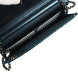 Pre-owned Chanel Wallet On Chain WOC Metallic Blue Lizard Ruthenium Hardware - Thumbnail View 9