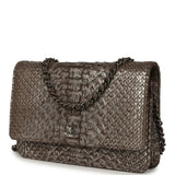 Chanel Wallet On Chain WOC Silver and Brown Aged Python Antique Silver Hardware - Thumbnail View 5