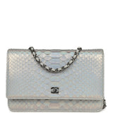 Chanel Wallet On Chain WOC Silver Iridescent Python Ruthenium Hardware - Thumbnail View 1