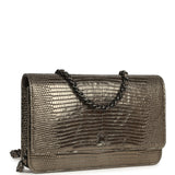 Pre-owned Chanel Wallet On Chain WOC Anthracite Lizard Ruthenium Hardware - Thumbnail View 2