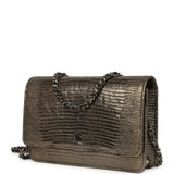 Pre-owned Chanel Wallet On Chain WOC Anthracite Lizard Ruthenium Hardware - Thumbnail View 5