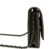 Pre-owned Chanel Wallet On Chain WOC Anthracite Lizard Ruthenium Hardware - Thumbnail View 3