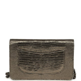Pre-owned Chanel Wallet On Chain WOC Anthracite Lizard Ruthenium Hardware - Thumbnail View 4