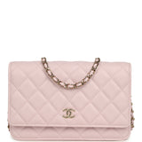 Chanel Wallet On Chain WOC Light Pink Caviar Light Gold Hardware - Thumbnail View 1