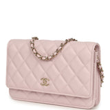 Chanel Wallet On Chain WOC Light Pink Caviar Light Gold Hardware - Thumbnail View 5