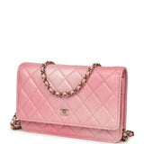 Chanel Classic Wallet On Chain Ombre Pink Shiny Goatskin Light Gold Hardware - Thumbnail View 5