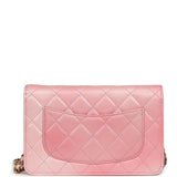 Chanel Classic Wallet On Chain Ombre Pink Shiny Goatskin Light Gold Hardware - Thumbnail View 4