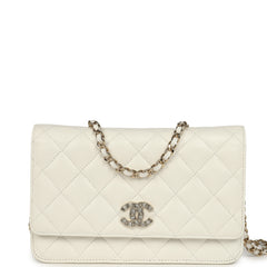 Chanel Wallet On Chain WOC White Shiny Caviar Light Gold Hardware