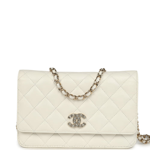 Chanel Wallet On Chain WOC White Shiny Caviar Light Gold Hardware