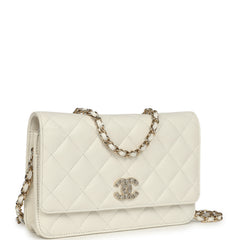 Chanel Wallet On Chain WOC White Shiny Caviar Light Gold Hardware