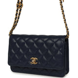 Chanel "Twist Your Buttons" Wallet On Chain WOC Navy Blue Shiny Caviar Antique Gold Hardware - Thumbnail View 5