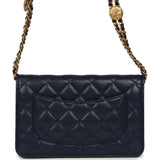 Chanel "Twist Your Buttons" Wallet On Chain WOC Navy Blue Shiny Caviar Antique Gold Hardware - Thumbnail View 4