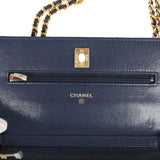 Chanel "Twist Your Buttons" Wallet On Chain WOC Navy Blue Shiny Caviar Antique Gold Hardware - Thumbnail View 10
