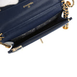 Chanel "Twist Your Buttons" Wallet On Chain WOC Navy Blue Shiny Caviar Antique Gold Hardware - Thumbnail View 11