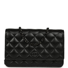 Chanel Classic Wallet On Chain WOC SO Black Lambskin Black Hardware