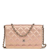 Pre-owned Chanel Classic Wallet On Chain Pink Iridescent Calfskin Silver Hardware - Thumbnail View 1
