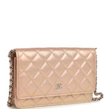Pre-owned Chanel Classic Wallet On Chain Pink Iridescent Calfskin Silver Hardware - Thumbnail View 2