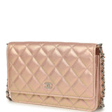 Pre-owned Chanel Classic Wallet On Chain Pink Iridescent Calfskin Silver Hardware - Thumbnail View 5