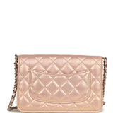 Pre-owned Chanel Classic Wallet On Chain Pink Iridescent Calfskin Silver Hardware - Thumbnail View 4