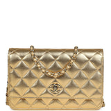 Chanel Classic Wallet On Chain WOC Gold Metallic Caviar Light Gold Hardware - Thumbnail View 1