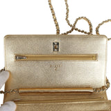 Chanel Classic Wallet On Chain WOC Gold Metallic Caviar Light Gold Hardware - Thumbnail View 8