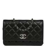 Chanel Wallet On Chain WOC Black Lamsbkin Silver Hardware - Thumbnail View 1
