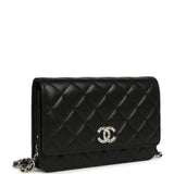 Chanel Wallet On Chain WOC Black Lamsbkin Silver Hardware - Thumbnail View 2