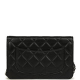 Chanel Wallet On Chain WOC Black Lamsbkin Silver Hardware - Thumbnail View 4