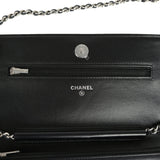 Chanel Wallet On Chain WOC Black Lamsbkin Silver Hardware - Thumbnail View 8