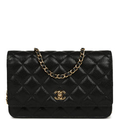 Chanel Wallet On Chain WOC Black Caviar Gold Hardware