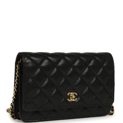 Chanel Wallet On Chain WOC Black Caviar Gold Hardware