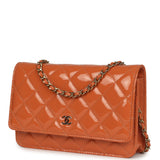 Pre-owned Chanel Classic Wallet On Chain Orange Patent Leather Light Gold Hardware - Thumbnail View 5