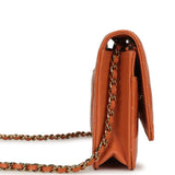 Pre-owned Chanel Classic Wallet On Chain Orange Patent Leather Light Gold Hardware - Thumbnail View 3
