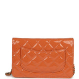 Pre-owned Chanel Classic Wallet On Chain Orange Patent Leather Light Gold Hardware - Thumbnail View 4