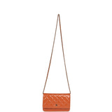 Pre-owned Chanel Classic Wallet On Chain Orange Patent Leather Light Gold Hardware - Thumbnail View 7