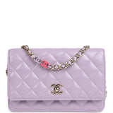 Chanel Wallet On Chain WOC Light Purple Shiny Lambskin Light Gold Hardware - Thumbnail View 1