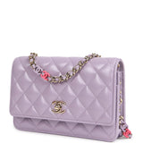 Chanel Wallet On Chain WOC Light Purple Shiny Lambskin Light Gold Hardware - Thumbnail View 5