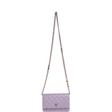 Chanel Wallet On Chain WOC Light Purple Shiny Lambskin Light Gold Hardware - Thumbnail View 7