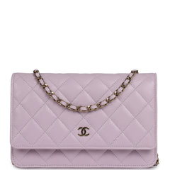 Chanel Classic Wallet On Chain WOC Light Purple Caviar Light Gold Hardware