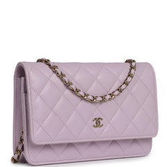 Chanel Classic Wallet On Chain WOC Light Purple Caviar Light Gold Hardware