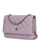 Chanel Classic Wallet On Chain WOC Light Purple Caviar Light Gold Hardware - Thumbnail View 5