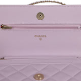 Chanel Classic Wallet On Chain WOC Light Purple Caviar Light Gold Hardware - Thumbnail View 8