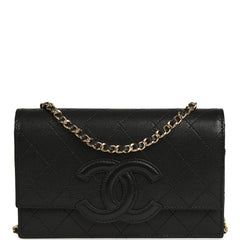 Chanel "Neo Filigree" Wallet on Chain Black Grained Calfskin Gold Hardware