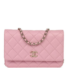 Chanel Classic Wallet On Chain WOC Pink Caviar Light Gold Hardware