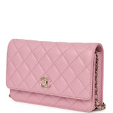 Chanel Classic Wallet On Chain WOC Pink Caviar Light Gold Hardware - Thumbnail View 5