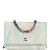 Chanel "Jungle Jeans" Wallet on Chain Light Blue, Multicolor Printed Denim Silver Hardware - Thumbnail View 1