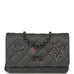 Chanel "Space Charms" Reissue Wallet On Chain Dark Grey Coated Canvas Ruthenium Hardware